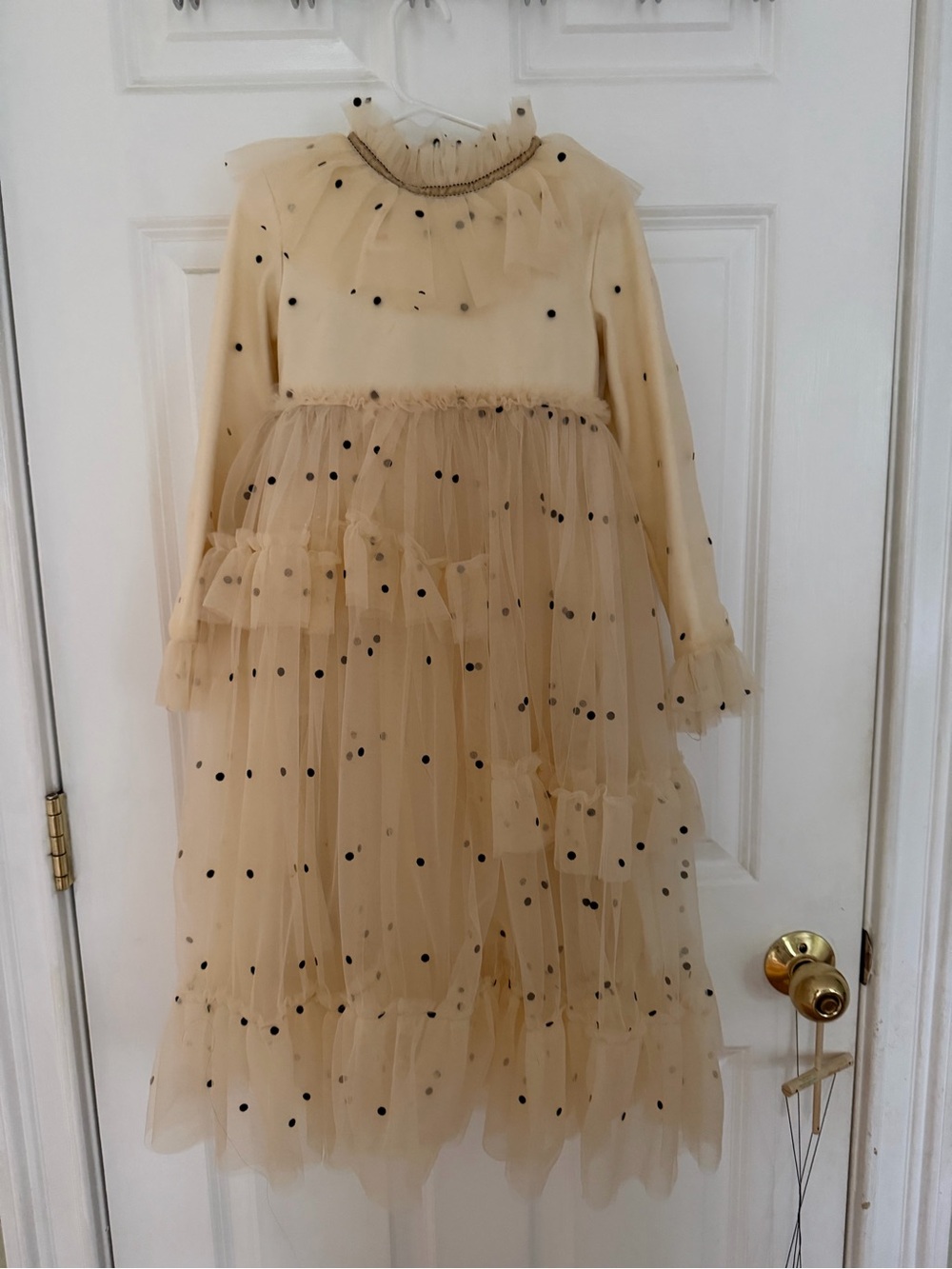 Pepper Kids Girls' Cream Tulle Polka Dot Party Dress